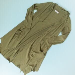 Luukaa Green Long Sleeve Duster Cardigan Longline Sweater Size 10 Lagenlook